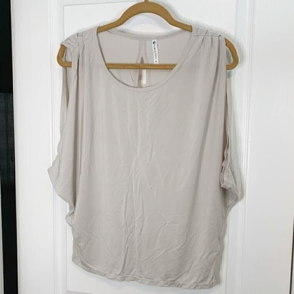 Fabletics Open Back Grey Athletic Workout Gym Sleeveless Lightweight Shirt